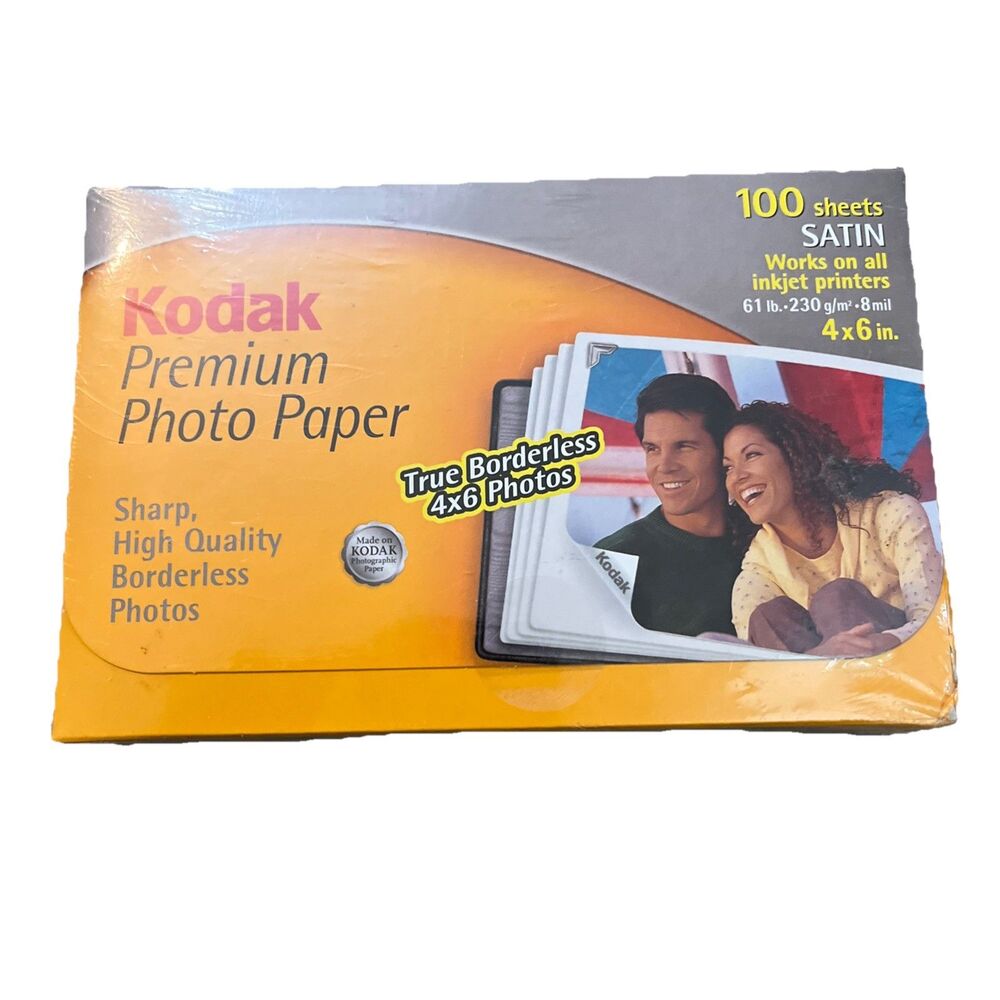 Kodak Premium Photo Paper for Inkjet Printers 4x6 100 Sheets Satin Borderless